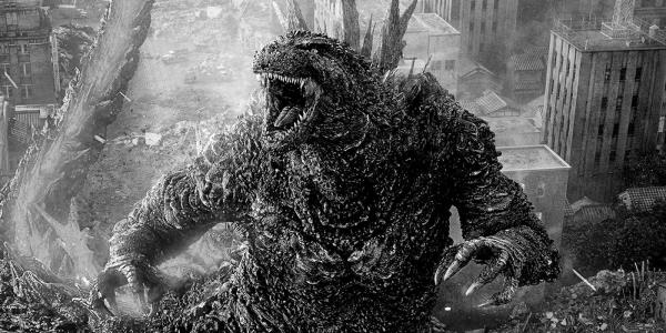 Godzilla Preparing Atomic Breath in Godzilla Minus One in Black and White