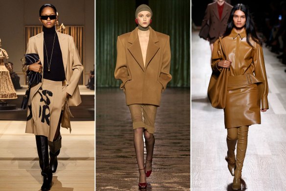 The big brown: Dior, autumn-winter 2024 in Paris; Saint Laurent, autumn-winter 2024 in Paris; Ferragamo autumn-winter 2024 in Milan.